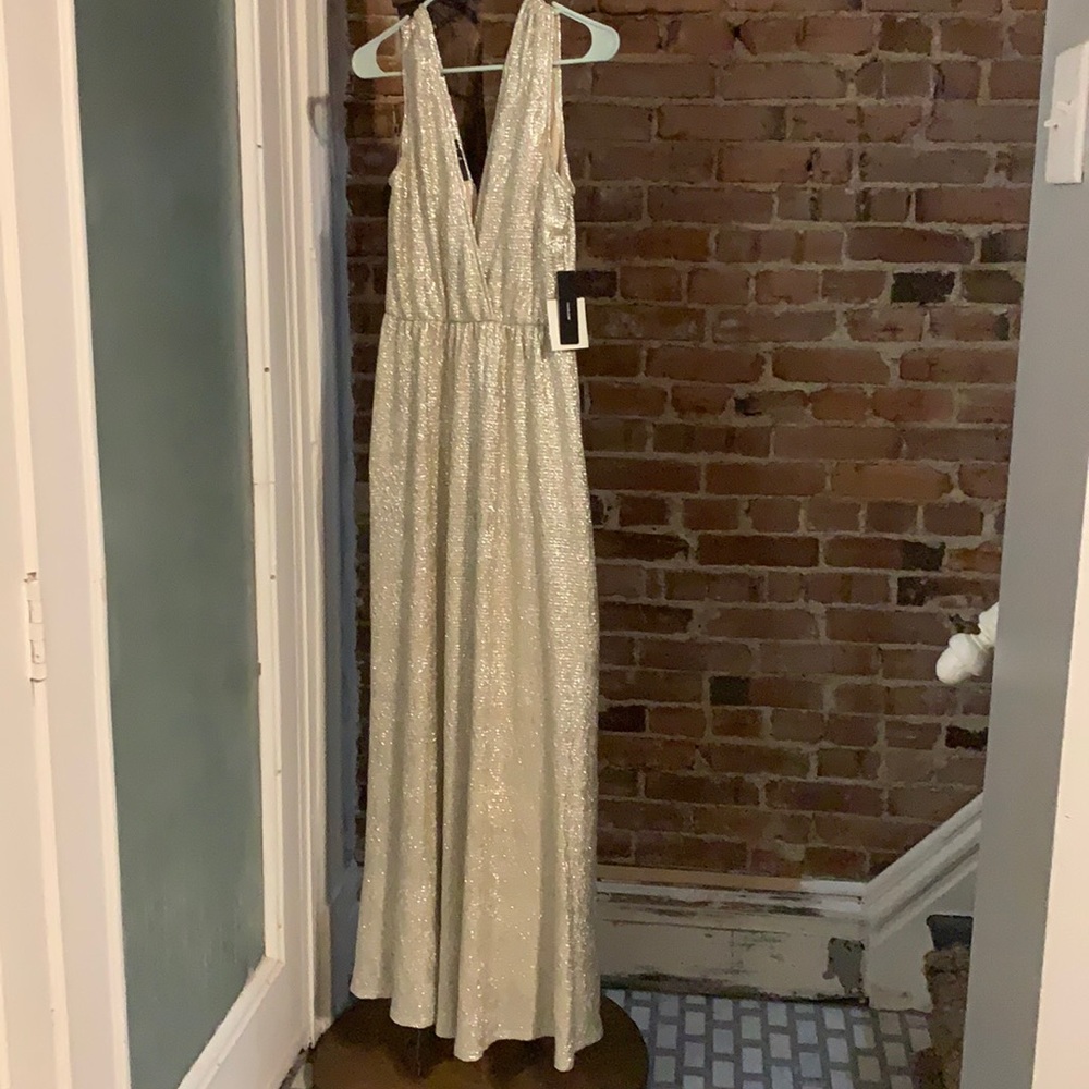 Gold Deep V Bridesmaids Dress